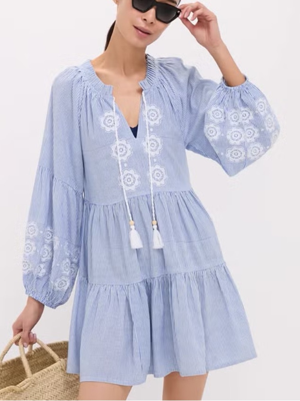 Tuckernuck Beach Embroidered Nautical Stripe Sea Breeze Coverup